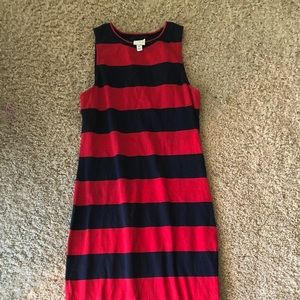 Blue and red striped dress